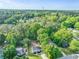 Aerial view of a quaint home nestled among green trees in a suburban landscape at 118 Greenwood St, Fairburn, GA 30213