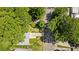Aerial view of a home with mature trees, a driveway, and lush greenery adding natural beauty to the landscape at 80 Vinson Se Dr, Atlanta, GA 30317