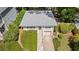 Overhead view of a cozy home with a well-manicured yard, a gray roof, and a convenient driveway at 80 Vinson Se Dr, Atlanta, GA 30317