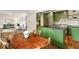 Modern kitchen with stainless steel appliances, island with sink and green cabinets and dining area at 80 Vinson Se Dr, Atlanta, GA 30317