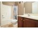 A bathroom area with a shower and sink cabinet at 474 Boxelder Rd, Atlanta, GA 30349