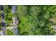 An aerial view shows a lush green lot with a home and large trees at 2178 Shamrock Dr, Decatur, GA 30032