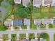 Aerial view showcasing the property's position with lush greenery, surrounding homes, and quiet neighborhood streets at 2530 Vistoria Dr, Cumming, GA 30041