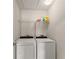 Functional laundry room equipped with a washer, dryer, and storage shelves for convenience at 2530 Vistoria Dr, Cumming, GA 30041