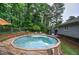 Backyard features an above ground pool with wooden deck and access to screened in porch at 123 Mill Ln, Dallas, GA 30157