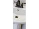 Close up of pedestal sink with vintage faucet at 3312 Northcrest Rd # A, Atlanta, GA 30340
