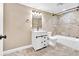 Bathroom featuring a white vanity, black fixtures, tiled shower and floors at 17 River Walk Pkwy, Euharlee, GA 30145