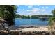 Secluded sandy beach with chairs and a peaceful lake view at 7815 Bamby Rd, Cumming, GA 30041