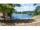 Private sandy beach with lake access and boat dock, perfect for waterfront living and summer relaxation at 7815 Bamby Rd, Cumming, GA 30041
