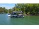 Modern dock with a covered boat slip on the lake, perfect for boating enthusiasts at 7815 Bamby Rd, Cumming, GA 30041