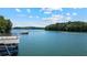 Expansive view of the lake with a covered boat dock and boat slip in the foreground at 7815 Bamby Rd, Cumming, GA 30041