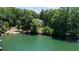 Breathtaking lake view from the property with a private beach and mature trees at 7815 Bamby Rd, Cumming, GA 30041