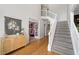 Grand foyer features hardwood floors and a staircase at 117 Willow View Ln, Canton, GA 30114