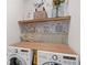 Unique laundry area setup with utility shelf and decorations at 117 Willow View Ln, Canton, GA 30114