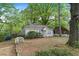 A single-story home features a yard with mature trees and a rustic, wooden walkway at 2505 Mellville Ave, Decatur, GA 30032