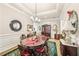 Elegant dining room features a hardwood floor, decorative mirrors, and a chandelier at 332 Rosshandler Rd, Suwanee, GA 30024