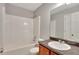 Cozy bathroom with tub-shower, toilet, and single vanity with a large mirror at 4713 Liberty Square Dr, Acworth, GA 30101