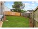 Well-maintained backyard featuring a spacious lawn and a wooden fence at 106 Cessna Dr, Canton, GA 30114