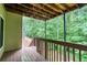Relaxing covered deck provides views of the serene, wooded backyard at 403 Hidden Hills Ct, Canton, GA 30115