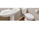 This features a sleek pedestal sink, toilet, and modern fixtures in a compact space at 100 Trailside Way, Hiram, GA 30141