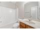 Bathroom featuring a tub with shower and single vanity at 100 Trailside Way, Hiram, GA 30141