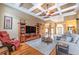 Spacious living room features a coffered ceiling, hardwood floors, and lots of natural light at 4721 W Lakeshore Dr, Acworth, GA 30101