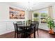 Bright dining room featuring dark wood floors, updated lighting and large windows that let in lots of natural light at 6330 Garden Cir, Douglasville, GA 30135
