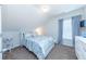 A cozy bedroom featuring a comfortable bed, a dresser, and a window with curtains at 240 Orchard Dr, Covington, GA 30014