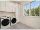 Laundry room features modern washer and dryer with cabinetry and a bright window at 4757 Lake Forrest Drive Northwest Dr, Atlanta, GA 30342