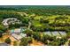 Stunning aerial view showcasing community tennis courts, swimming pool, and golf course surrounded by lush greenery at 4757 Lake Forrest Nw Dr, Atlanta, GA 30342