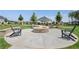 A community firepit with a gathering area surrounded by residential houses at 352 Foxglove Way, Mcdonough, GA 30253