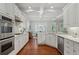 Bright kitchen featuring white cabinets, stainless steel appliances, marble countertops, and hardwood floors at 1070 Standard Ne Dr, Brookhaven, GA 30319