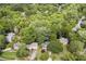 Aerial view showcasing homes nestled among lush greenery, offering privacy at 1867 N Creek Cir, Alpharetta, GA 30009