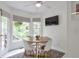 Breakfast nook with a round wooden table, four chairs, and a large window overlooking trees at 1867 N Creek Cir, Alpharetta, GA 30009