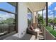 Inviting covered patio with comfortable wicker chairs, decorative pillows, and scenic neighborhood views at 281 15Th Ne St # 202, Atlanta, GA 30309