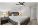 A spacious main bedroom featuring bedside tables with lamps and a ceiling fan at 147 Townview Dr, Woodstock, GA 30189