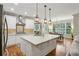 Modern kitchen featuring a center island, stainless steel appliances, and bright white cabinets at 3250 Seven Oaks Dr, Cumming, GA 30041