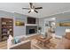 Comfortable living room featuring a decorative fireplace, neutral color palette, and seamless flow to the dining area at 5400 Roswell Rd # Apt E6, Sandy Springs, GA 30342