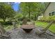 Backyard featuring an outdoor fire pit with chairs and lush greenery around the sitting area at 7265 Hunters Branch Dr, Sandy Springs, GA 30328