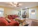 Cozy living room with a stone accent wall, wood burning stove, and comfortable seating at 1765 Dew Pl, Marietta, GA 30064