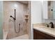 Stylish tiled walk-in shower with handheld sprayer and built-in corner shelves at 4920 Hampton Lake Dr, Marietta, GA 30068