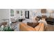 Bright living room featuring stylish furnishings and hardwood flooring with seamless access to other parts of the house at 2885 Laurel Green Ct, Roswell, GA 30076