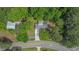 An aerial view shows a house in a wooded area near a road at 3852 Drew Campground Rd, Cumming, GA 30040