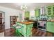 Bright kitchen features green cabinetry, tile backsplash, and a center island at 3852 Drew Campground Rd, Cumming, GA 30040