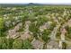 Wide aerial shot of a suburban neighborhood with lush greenery and a mountain in the distance at 5605 Copper Creek Pass, Cumming, GA 30040