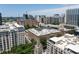 Stunning aerial view of the city skyline with modern high-rise buildings and lush green trees below at 800 Peachtree Ne St # 8531, Atlanta, GA 30308
