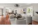 Open-concept living room flowing into the kitchen area, with hardwood floors and lots of natural light at 2148 Allgood Rd, Marietta, GA 30062