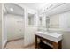 Modern bathroom vanity with vessel sink and walk-in shower at 2151 Zelda Ne Dr, Atlanta, GA 30345