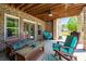Relaxing covered patio with ceiling fan and comfortable seating arrangements at 815 Spring View Ct, Covington, GA 30014