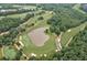 Lush green golf course aerial, showcasing ponds and verdant fairways at 3543 Pine Grove Dr, Douglasville, GA 30135